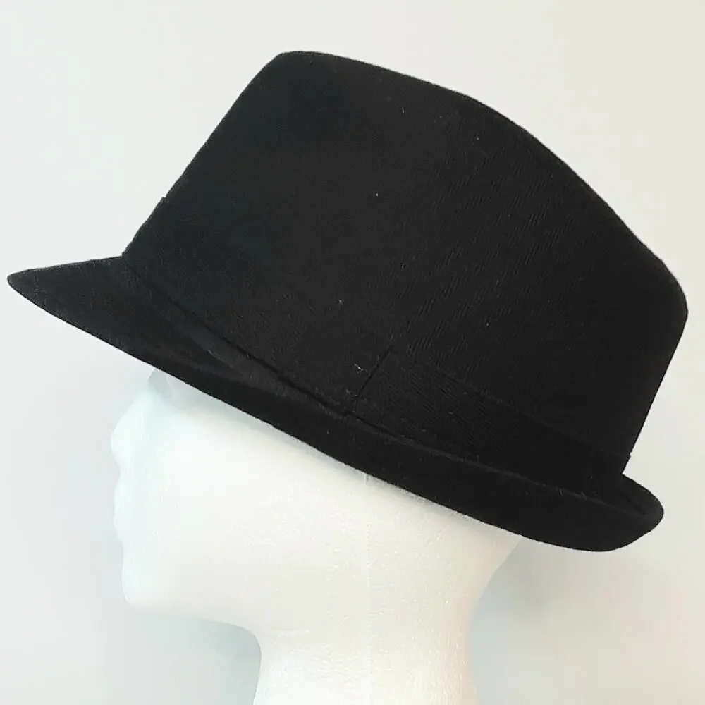 Men’s Black 100% Cotton Twill Lightweight Trilby Hat Medium Large
